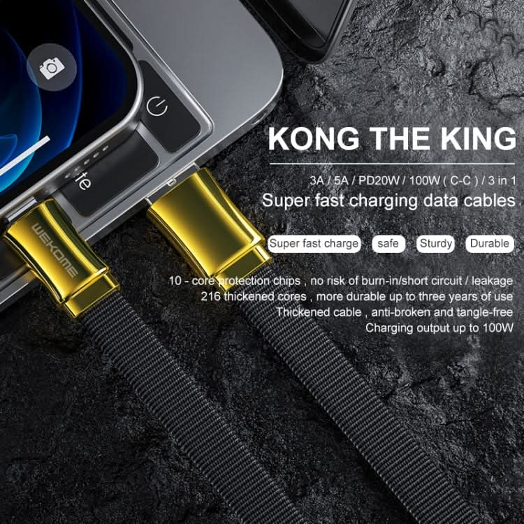 WK WDC-139 3A USB to 8 Pin King Kong Series Data Cable for iPhone, iPad