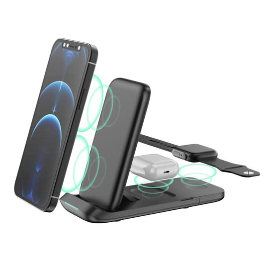 V8 3 in 1 Folding Portable Mobile Phone Watch Multi-Function Charging Stand Wireless Charger for iPhones & Apple Watch & Airpods