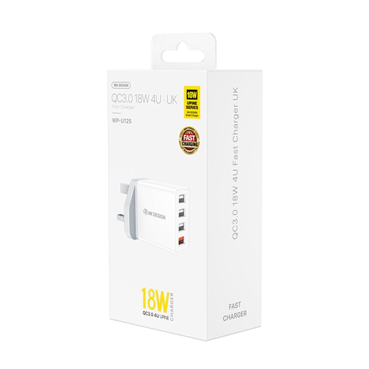 WK WP-U125 Youpin Series 18W QC3.0 4 USB Ports Fast Travel Charger, UK Plug My Store