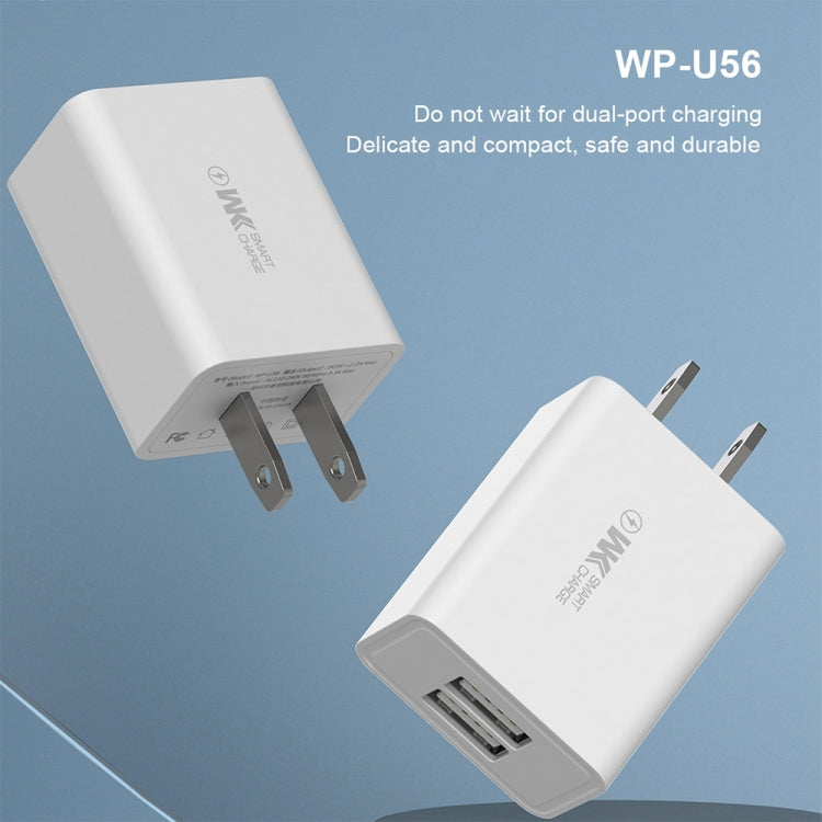 WK WP-U56 2 in 1 2A Dual USB Travel Charger + USB to Micro USB Data Cable Set, US Plug My Store