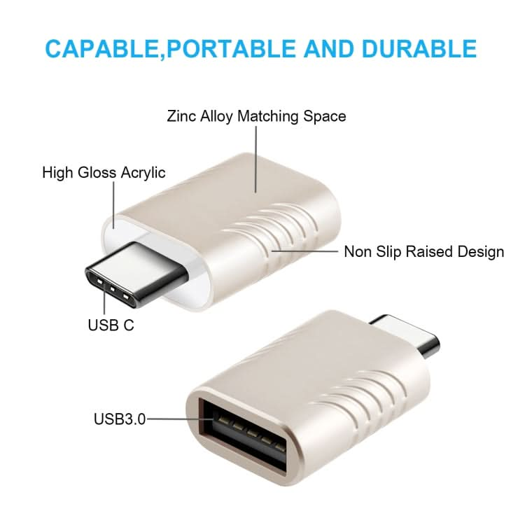 2 PCS SBT-148 USB-C / Type-C Male to USB 3.0 Female Zinc Alloy Adapter