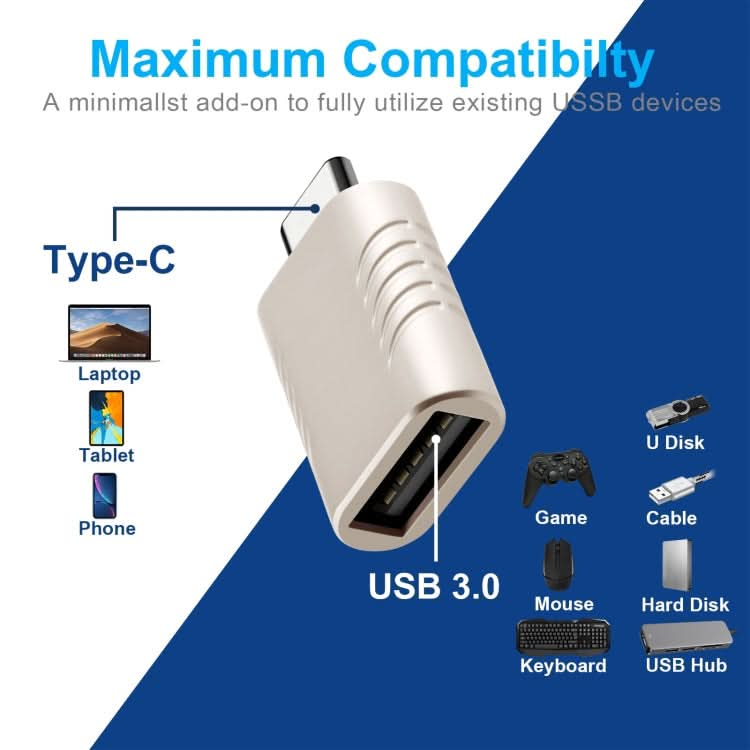 2 PCS SBT-148 USB-C / Type-C Male to USB 3.0 Female Zinc Alloy Adapter