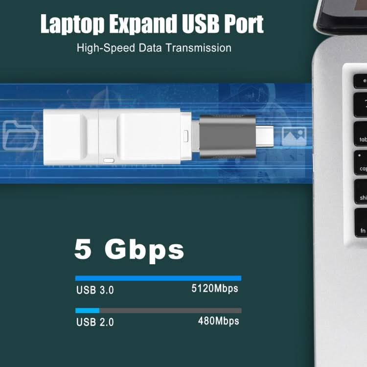 2 PCS SBT-158 USB-C / Type-C Male to USB 3.0 Female Zinc Alloy Adapter