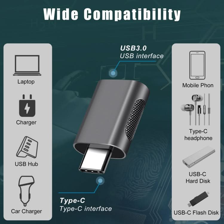 2 PCS SBT-158 USB-C / Type-C Male to USB 3.0 Female Zinc Alloy Adapter