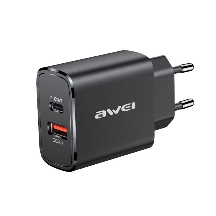 awei PD7 20W QC + PD Fast Charging Travel Charger Power Adapter, EU Plug