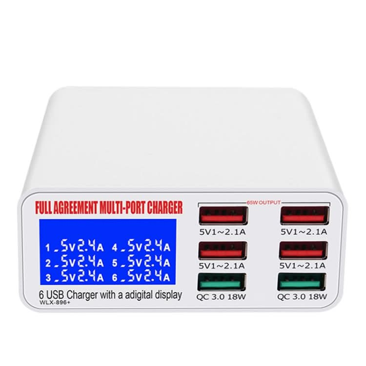 WLX-896+ 6 In 1 Multi-function Smart Digital Display USB Charger