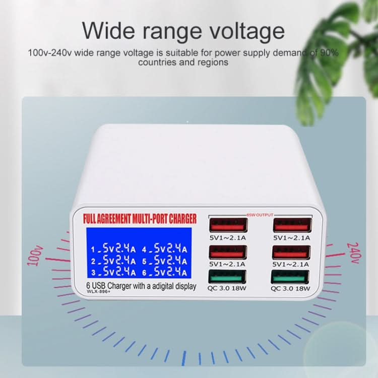 WLX-896+ 6 In 1 Multi-function Smart Digital Display USB Charger