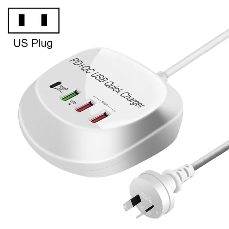 WLX-T3P 4 In 1 PD + QC Multi-function Smart Fast Charging USB Charger