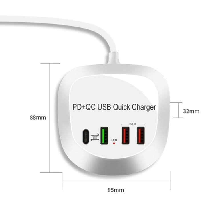 WLX-T3P 4 In 1 PD + QC Multi-function Smart Fast Charging USB Charger