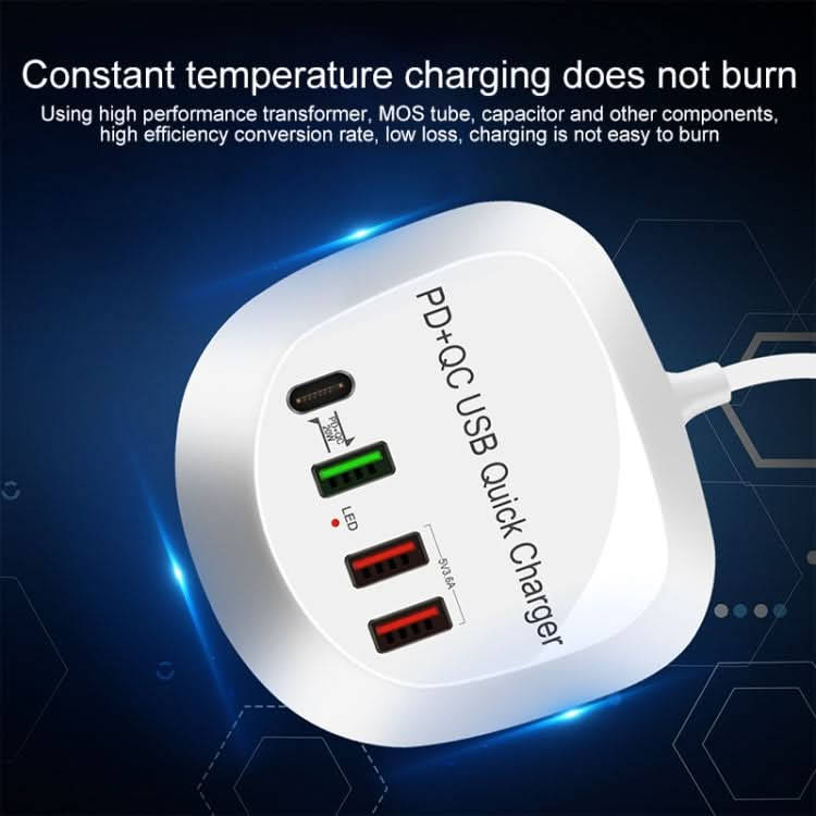 WLX-T3P 4 In 1 PD + QC Multi-function Smart Fast Charging USB Charger