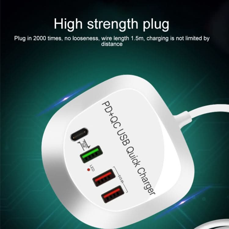 WLX-T3P 4 In 1 PD + QC Multi-function Smart Fast Charging USB Charger