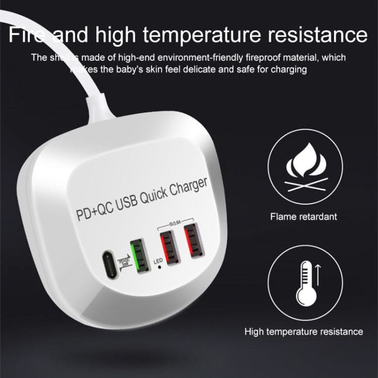 WLX-T3P 4 In 1 PD + QC Multi-function Smart Fast Charging USB Charger