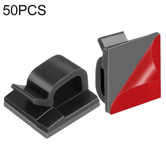 HG2392 50 PCS Desktop Data Cable Organizer Fixing Clip, Gum Type: Red and Grey