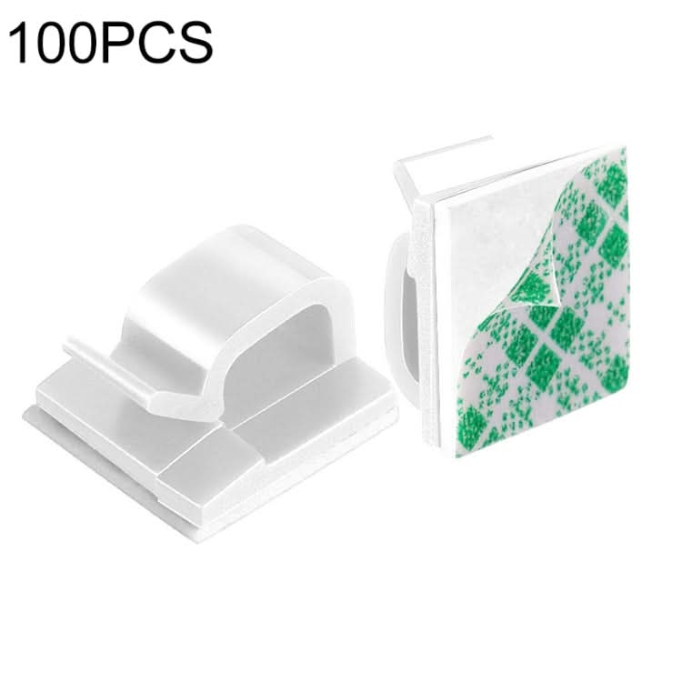 HG2392 100 PCS Desktop Data Cable Organizer Fixing Clip, Gum Type: Green and White