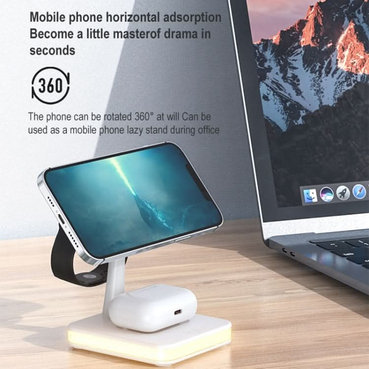 991 3 in 1 15W Electromagnetic Induction Wireless Fast Charging with 360 Degree Rotating Holder