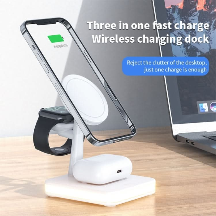 991 3 in 1 15W Electromagnetic Induction Wireless Fast Charging with 360 Degree Rotating Holder