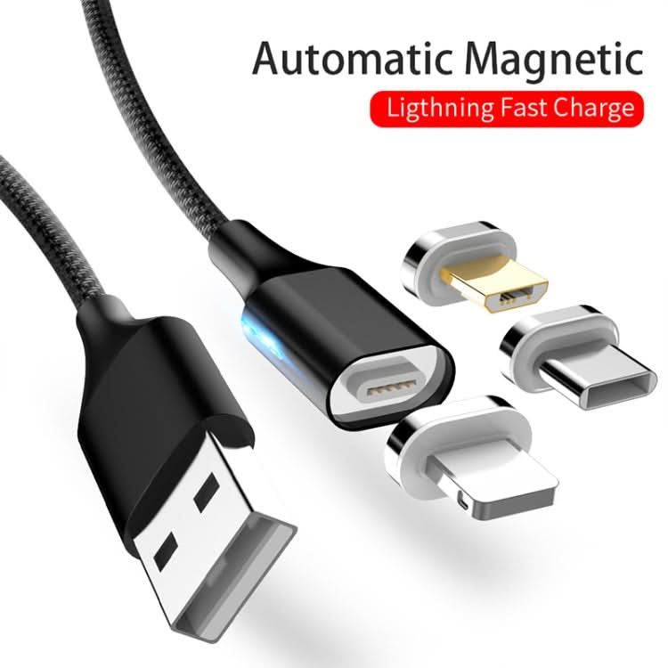 M11 3 in 1 5A USB to 8 Pin + Micro USB + USB-C / Type-C Nylon Braided Magnetic Data Cable, Cable Length: 1m