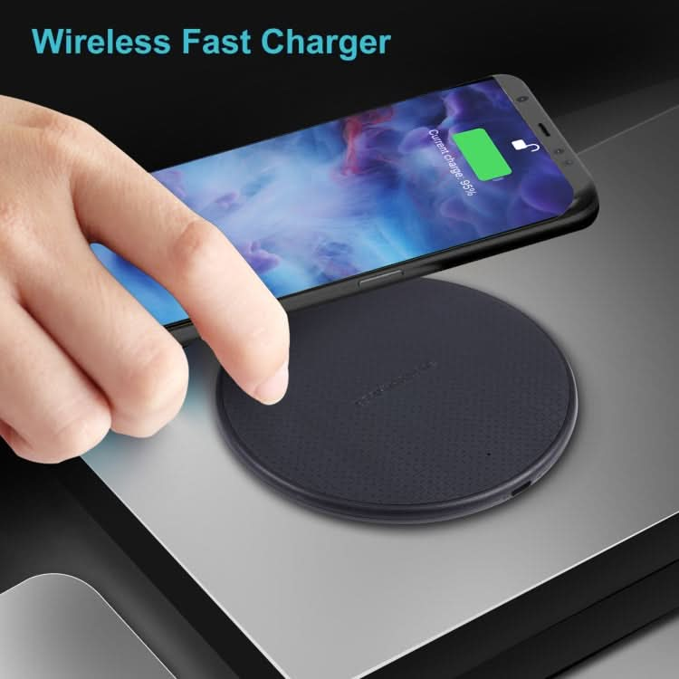 10W QI Plaid Pattern Round Plastic Wireless Charger