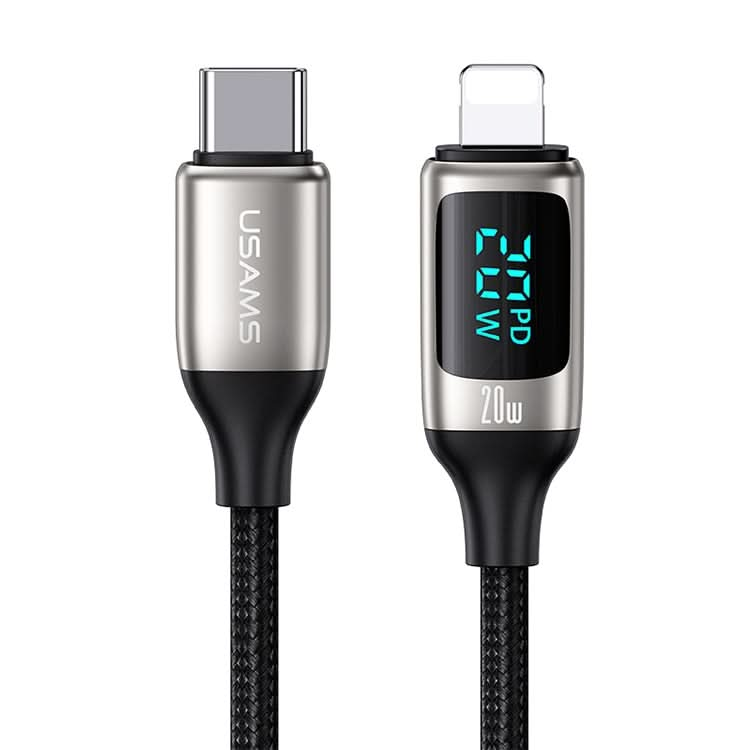 USAMS US-SJ545 U78 Type-C / USB-C to 8 Pin PD Aluminum Alloy Digital Display Fast Charging Data Cable, Length: 1.2m