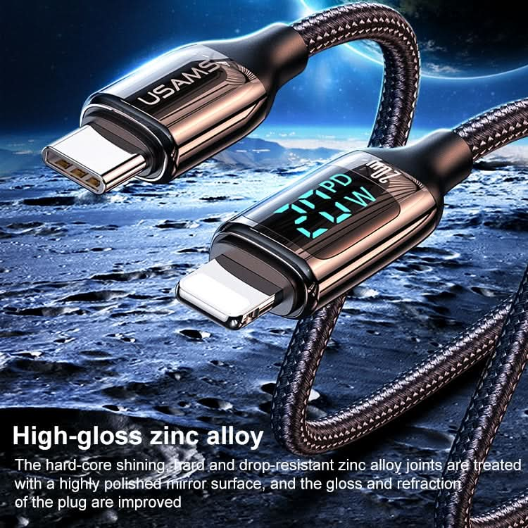 USAMS US-SJ545 U78 Type-C / USB-C to 8 Pin PD Aluminum Alloy Digital Display Fast Charging Data Cable, Length: 1.2m