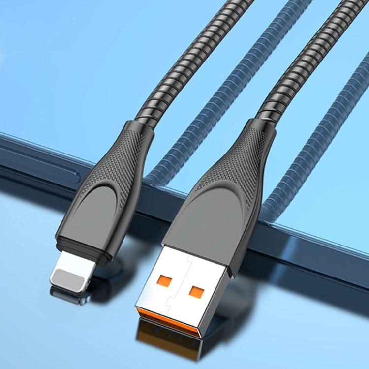 ADC-009 USB to 8 Pin Zinc Alloy Hose Fast Charging Data Cable, Cable Length: 1m