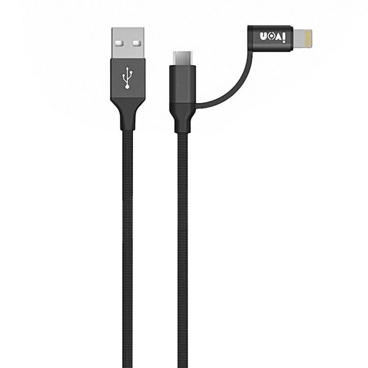 IVON CA51 2.4A USB to 8 Pin + Micro USB 2 in 1 Charging Sync Data Cable, Length: 1m