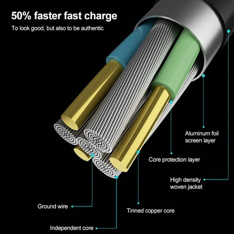 IVON CA51 2.4A USB to 8 Pin + Micro USB 2 in 1 Charging Sync Data Cable, Length: 1m