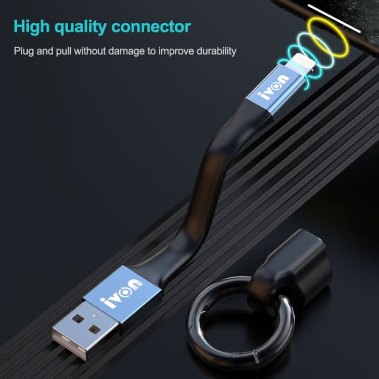 IVON CA90 2.4A USB to 8 Pin Portable Data Cable with Ring, Length: 14.5cm