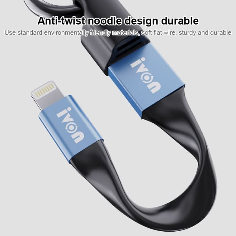 IVON CA90 2.4A USB to 8 Pin Portable Data Cable with Ring, Length: 14.5cm