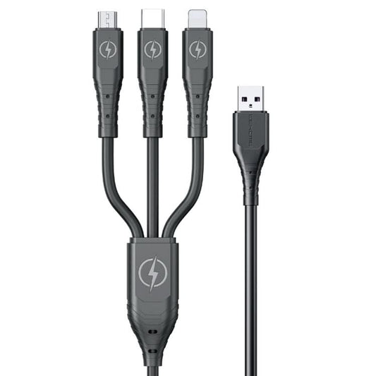 WK WDC-153 8 Pin + Type-C / USB-C + Micro USB 3 In 1 Fast Charging Data Cable, Length: 1.2m