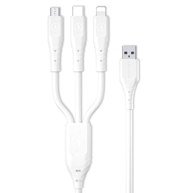 WK WDC-153 8 Pin + Type-C / USB-C + Micro USB 3 In 1 Fast Charging Data Cable, Length: 1.2m