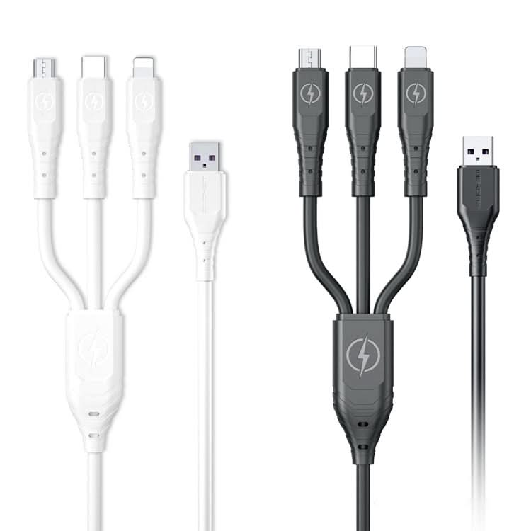 WK WDC-153 8 Pin + Type-C / USB-C + Micro USB 3 In 1 Fast Charging Data Cable, Length: 1.2m