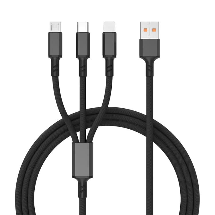 Braided 3A 3 in 1 USB to Type-C / 8 Pin / Micro USB Fast Charging Cable, Cable Length: 1.2m