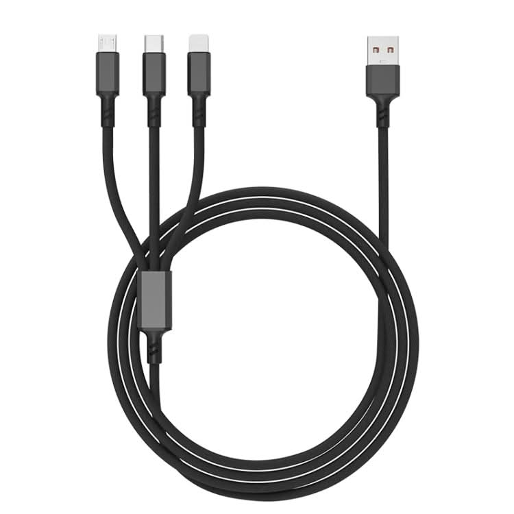 Braided 3A 3 in 1 USB to Type-C / 8 Pin / Micro USB Fast Charging Cable, Cable Length: 1.2m