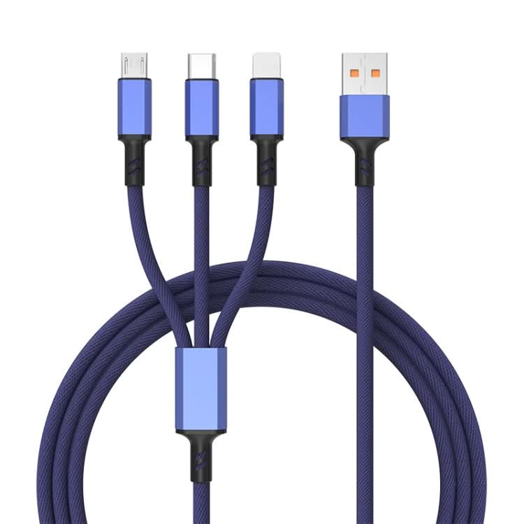 Braided 3A 3 in 1 USB to Type-C / 8 Pin / Micro USB Fast Charging Cable, Cable Length: 1.2m