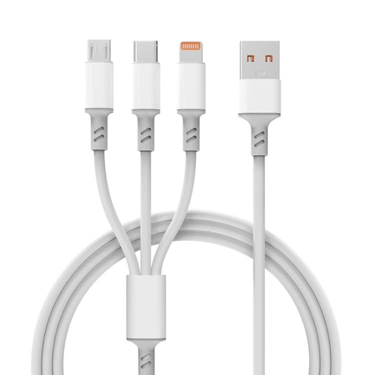 3A 3 in 1 USB to Type-C / 8 Pin / Micro USB Fast Charging Cable, Cable Length: 1.2m