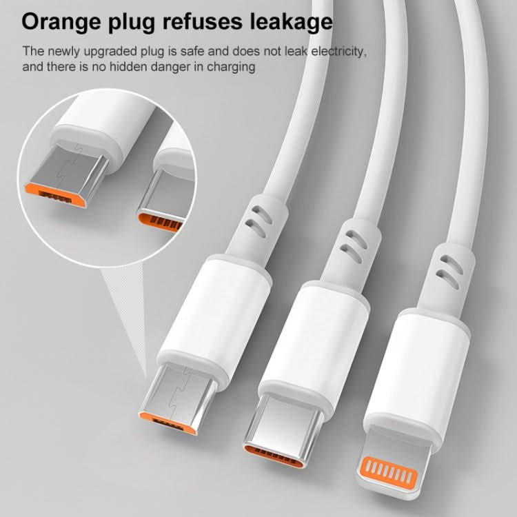 3A 3 in 1 USB to Type-C / 8 Pin / Micro USB Fast Charging Cable, Cable Length: 1.2m