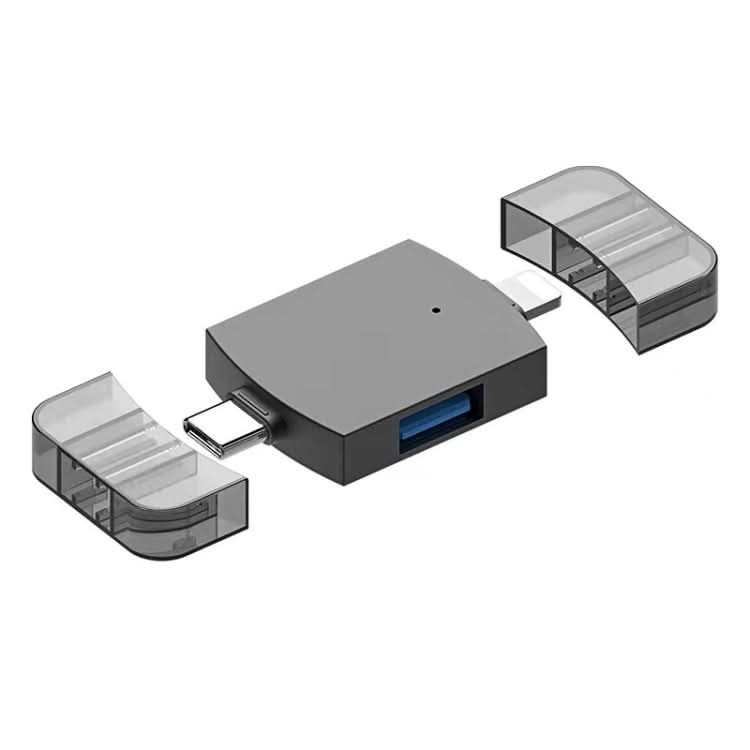 2 in 1 USB 2.0 + USB 3.0 Female to 8 Pin + USB-C / Type-C Male OTG Adapter