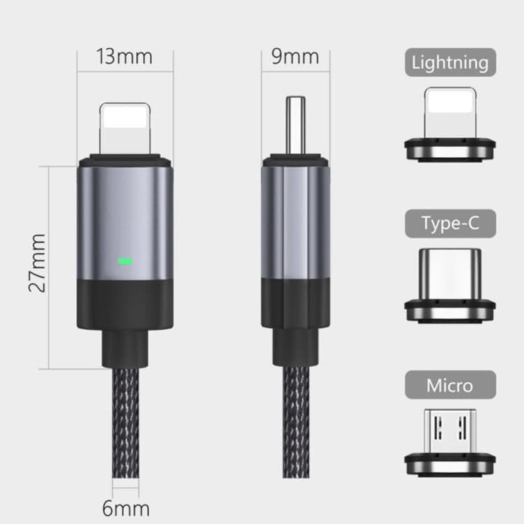 27W USB-C / Type-C to 8 Pin Fast Charging Magnetic Data Cable, Style: 1m Cable + Magnetic Head