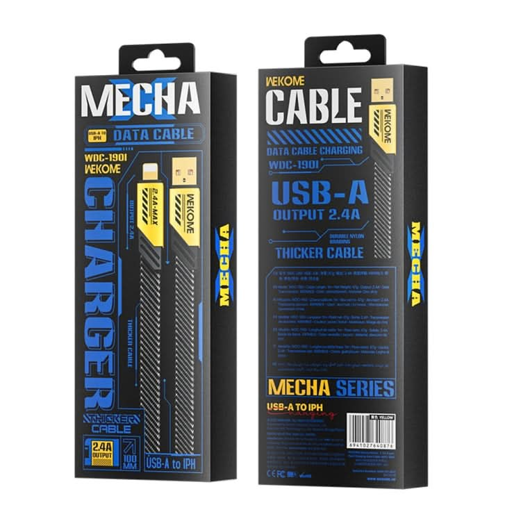 WK WDC-190i Mech Series 2.4A USB to 8 Pin Fast Charge Data Cable, Length: 1m