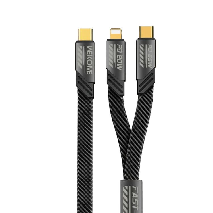 WK WDC-189 Armor Series 2 in 1 65W USB-C/Type-C to USB-C/Type-C+8 Pin Magnetic Data Cable, Length: 1.2m