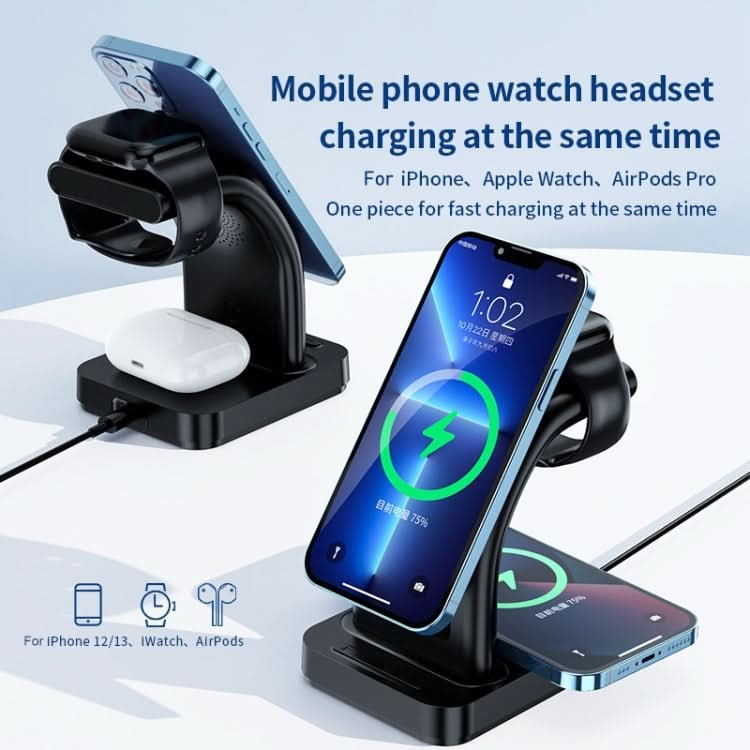 YP-HY05 15W 5 in 1 Magnetic Multifunctional Wireless Charger with Clock