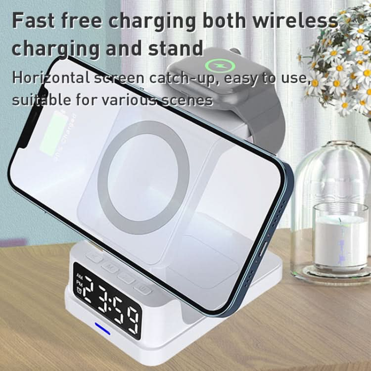 15W 4 in 1 Magnetic Clock Desktop Vertical Wireless Charger