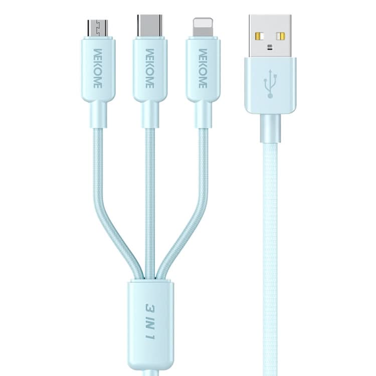 WEKOME WDC-04 Tidal Energy Series 3A USB to 8 Pin+Type-C+Micro USB 3 in 1 Braided Data Cable, Length: 1.2m