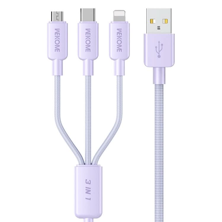 WEKOME WDC-04 Tidal Energy Series 3A USB to 8 Pin+Type-C+Micro USB 3 in 1 Braided Data Cable, Length: 1.2m