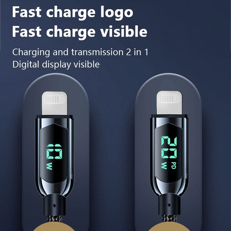 Mutural Li-CC001 1.2m PD20W Digital Display USB-C / Type-C to 8 Pin Charging Data Cable