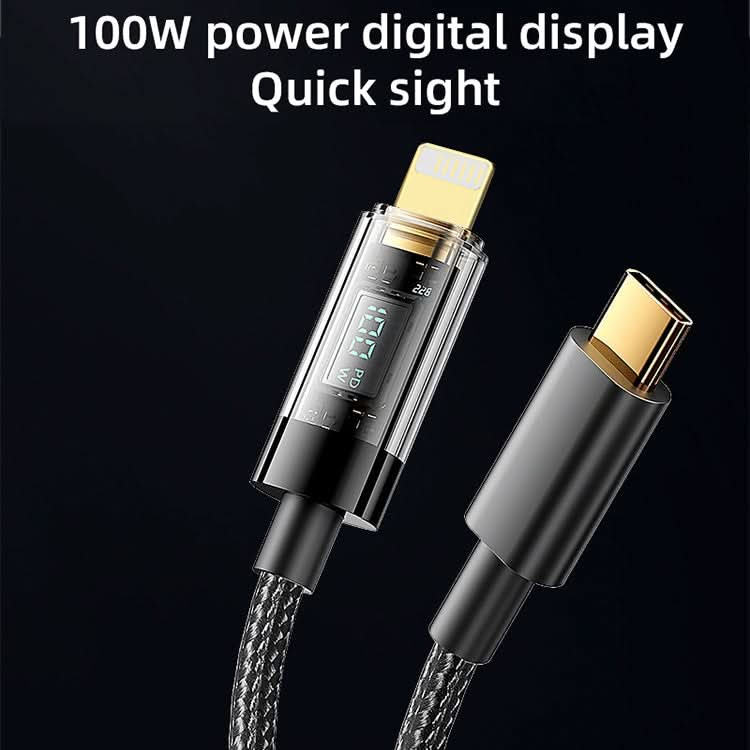 Mutural Li-CC005 1.2m PD20W Transparent Digital Display USB-C / Type-C to 8 Pin Charging Data Cable