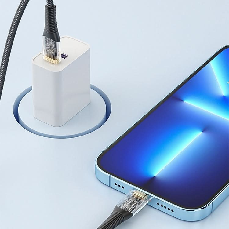 Mutural Li-CC010 1.2m PD20W Transparent USB-C / Type-C to 8 Pin Charging Data Cable