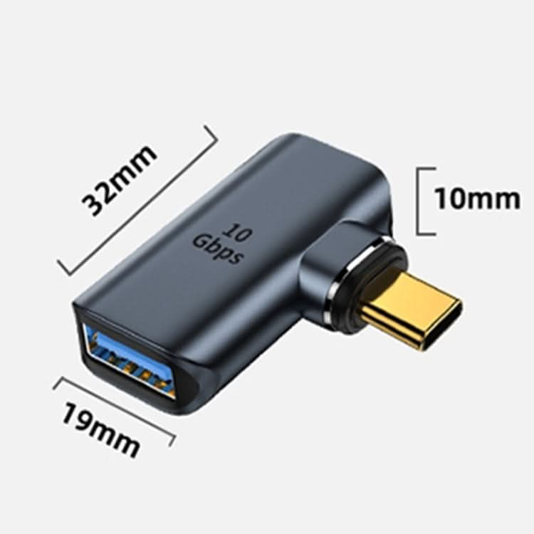 10 Gbps USB Female to USB-C/Type-C Male Magnetic Side Bend Charging Adapter