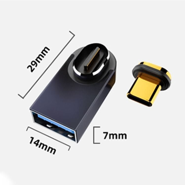 10 Gbps USB Female to Type-C Male Magnetic Magnetic Medium Elbow Charging Adapter